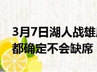 3月7日湖人战雄鹿 这场比赛勒布朗和字母哥都确定不会缺席