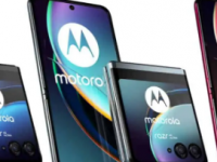 这是摩托罗拉Razr40Ultra智能手机及其三种漂亮的颜色