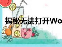 揭秘无法打开Word文档的原因及解决方案